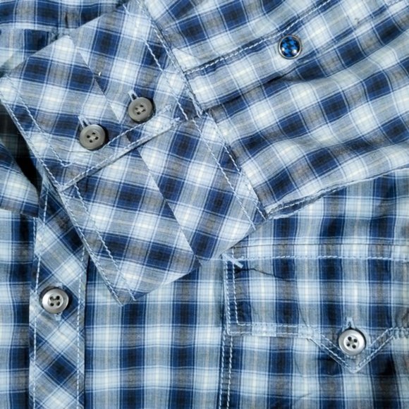 DKNY Jeans Blue Plaid L/S Casual Button-Down Shirt - Picture 5 of 8